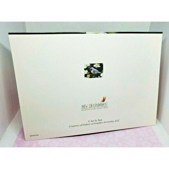 New Beginnings Happy Birthday Card – Black with Blue Bird and Floral Design - Picture 5 of 9